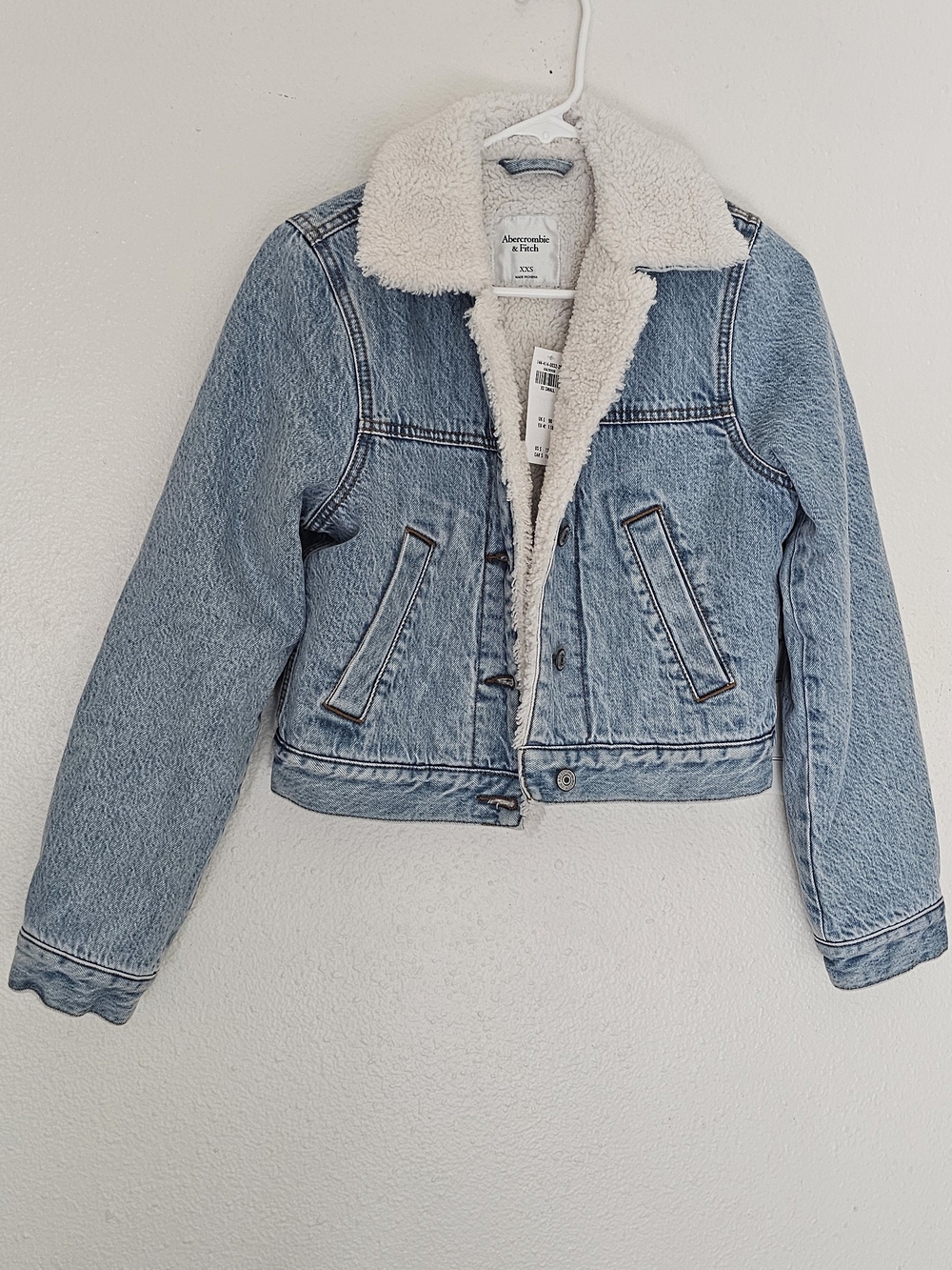 Abercrombie & Fitch Light Blue Sherpa-Lined Denim Jacket